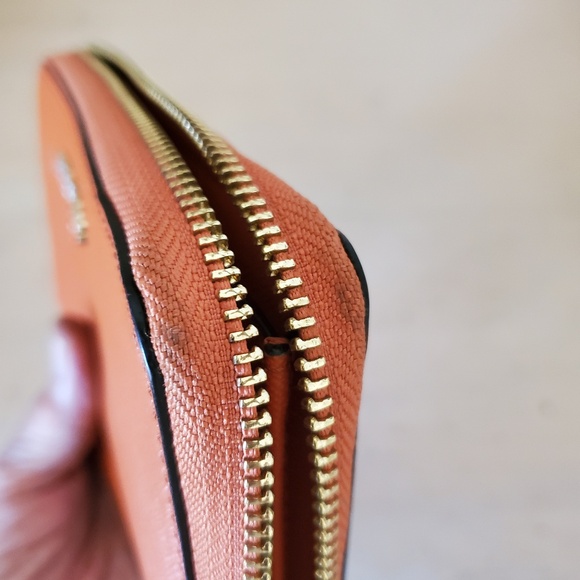 Micheal Kors Continental Zip Around Wallet Organizer Wristlet Burnt Orange - Picture 5 of 9